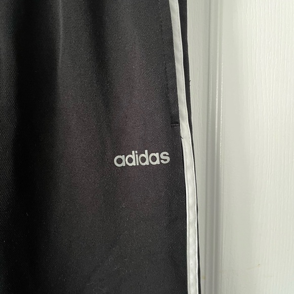 ADIDAS YOUTH-Black Track Pants White Stripe Size L Youth - Picture 3 of 8